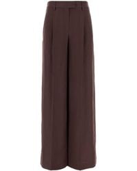 Brunello Cucinelli - Aubergine Viscose Blend Wide-leg Pant - Lyst