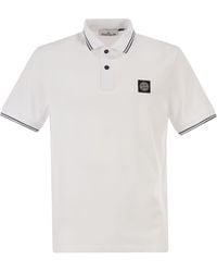 Stone Island - Slim-fit Poloshirt Met Korte Mouwen En Kompaspatch - Lyst