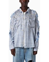 1989 STUDIO - Embroidered Flannel Shirt Sky - Lyst