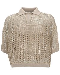Brunello Cucinelli - Embellished Shirt Collar Polo - Lyst