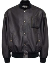 MM6 by Maison Margiela - Faux Leather Bomber Jacket - Lyst