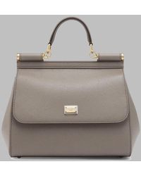 Dolce & Gabbana - Grey Leather Sicily Big Top Handle Bag - Lyst