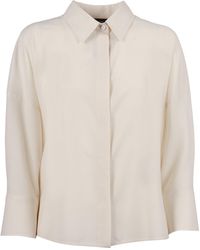 Fabiana Filippi - Camicia Cropped Manica 3/4,Dettaglio Filo Diamante Tagli Color Burro - Lyst