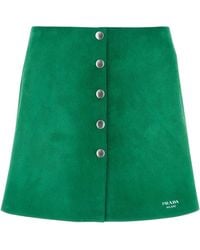 Prada - Grass Suede Mini Skirt - Lyst
