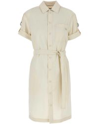 Burberry - Ivory Silk Blend Shirt Dress - Lyst