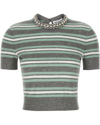 Self-Portrait - Striped Crystal Trim Knit' Sweater - Lyst