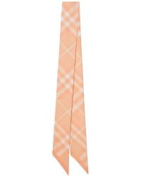 Burberry - Checked Silk Scarf - Lyst