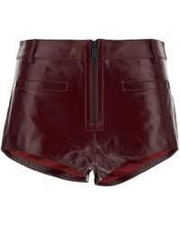Self-Portrait - Craqué Leather Shorts Bermuda E Short Bordeaux-Donna - Lyst