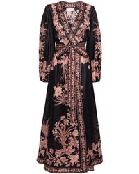 Zimmermann - Floral Print Wrap Midi Dress - Lyst