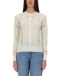 Dolce & Gabbana - Cashmere And Silk Cardigan With Lace Inlay - Lyst