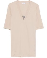 Brunello Cucinelli - T-Shirt Met V-Hals - Lyst