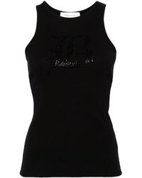 Blumarine - Ribgebreide Tanktop Met Stras - Lyst