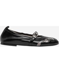 Sartore - Leather And Python Ballerina Flats - Lyst