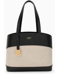 Ferragamo - Natural Leather And Textile Tote Bag - Lyst