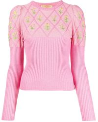 Cormio - Geborduurd Glitter Katoenen T-shirt - Lyst