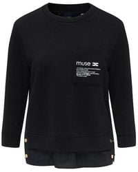 Elisabetta Franchi - Sweatshirt mit Popelin -Details - Lyst