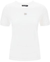 Dolce & Gabbana - Dg Crystal Logo T -shirt Voor - Lyst