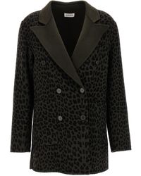 P.A.R.O.S.H. - Animal Print Double-Breasted Blazer - Lyst