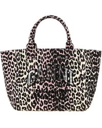 Ganni - Sac Shopping 'Leopard Medium Tote' - Lyst