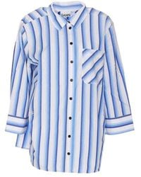 Ganni - Cotton Striped Shirt - Lyst