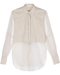 Brunello Cucinelli - Blouse Met Vlakken En Moniliketting - Lyst