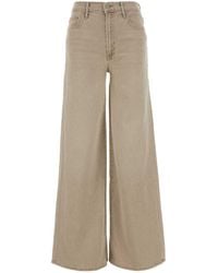 Mother - Beige Stretch Denim Wide-leg Jeans - Lyst