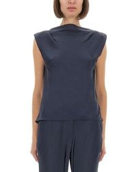 Theory - Cap Sleeve Satin Top With Design - Lyst
