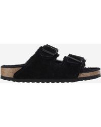 Birkenstock - Arizona Suede En Shearling Sandals - Lyst