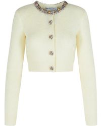 Self-Portrait - Zelfportretcrème Alpaca Blend Cardigan - Lyst