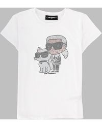 KARL LAGERFELD - T-Shirt Con Stampa Glitter - Lyst