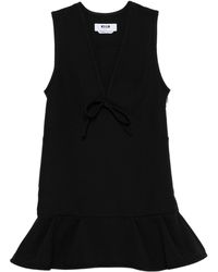 MSGM - Sleeveless Dress With Deep V-Neckline And Ti - Lyst
