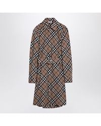 Burberry - Check Wool Blend Midi Dress With Belt - Lyst