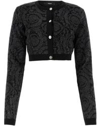 Versace - Embroidered Stretch Viscose Blend Cardigan - Lyst