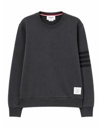 Thom Browne - Langärmliger -Pullover mit Rundhalsausschnitt und farblich abgestimmtem 4-Bar-Print aus stückgefärbtem Loopback - Lyst