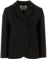 Fendi - Printed Stretch Wool Blend Blazer - Lyst