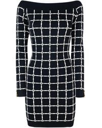 Elisabetta Franchi - Abito Jaquard Logo Con Scollo A Barca - Lyst