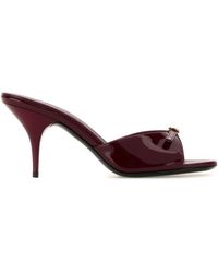 Miu Miu - Burgundy Leather Mules - Lyst