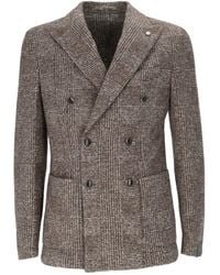 BRANDO-LUBIAM - Double-Breasted Checkered Jacket With Wide Lapels - Lyst