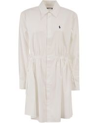 Polo Ralph Lauren - Cotton Shirt Dress With Drawstring Waist - Lyst