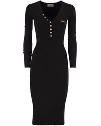 Elisabetta Franchi - Elisabetta -franchi Geribbelde Gebreide Jurk Met Zak - Lyst