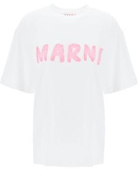 Marni - T -Shirt mit Maxi -Logo Druck - Lyst