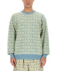 Versace - Allover Logo Jersey - Lyst