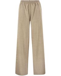Fabiana Filippi - Virgin Wool Flannel Trousers With Elasticated Waistband - Lyst
