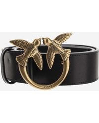 Pinko - Leather Logo Buckle Belt - Lyst
