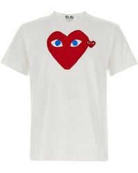 COMME DES GARÇONS PLAY - Printed T Shirt And Logo Patch - Lyst