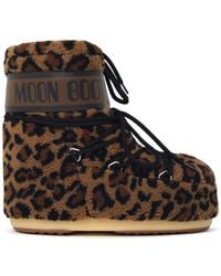 Moonboot - Mb Icon Low Fleece Leopard Teddy Boots - Lyst