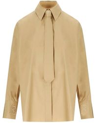 Elisabetta Franchi - Camel Shirt With Tie - Lyst