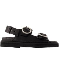 Ami Paris - Schwarze ledersandalen - elastischer fersenriemen - Lyst