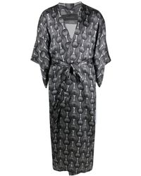 OZWALD BOATENG - Printed Silk Long Kimono - Lyst