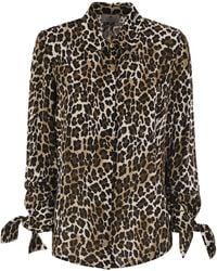 Elisabetta Franchi - Camicia Georgette Di Animali Da Animale Da Franchi Elisabetta Con Polsini A Nastro - Lyst